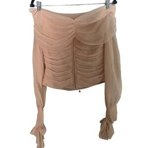 Women's Patrick Christopher Silk Light Pink Top with Ruffle Detailing Size‎ 4
